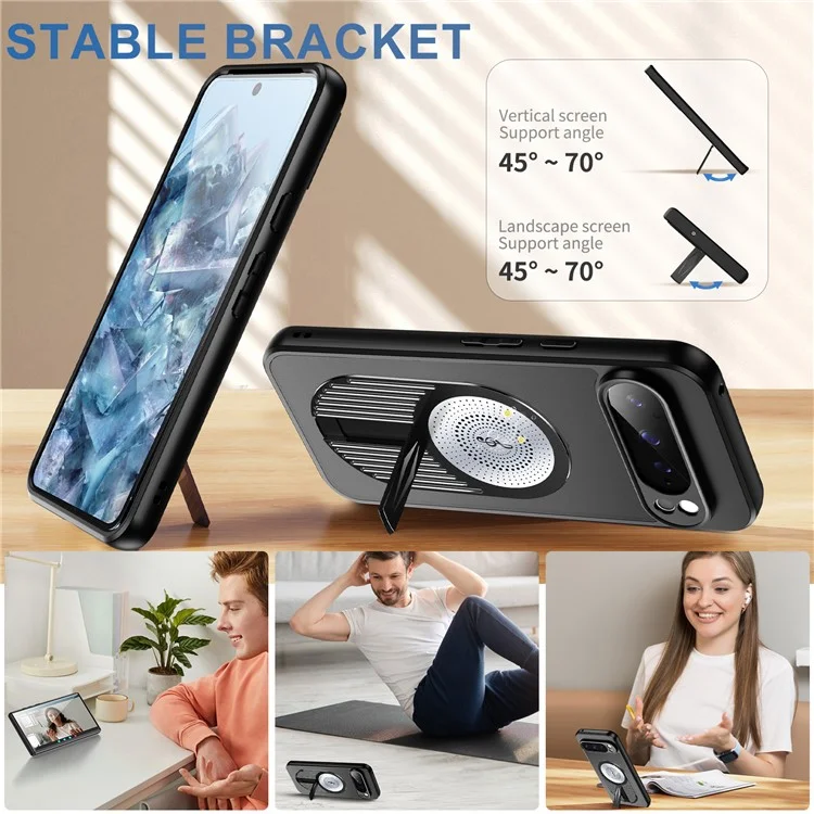 Para o Google Pixel 9 Pro XL Case Compatível Com Magsafe Dissipação de Calor Aromaterapia Silicone+PC Tampa do Telefone - Preto