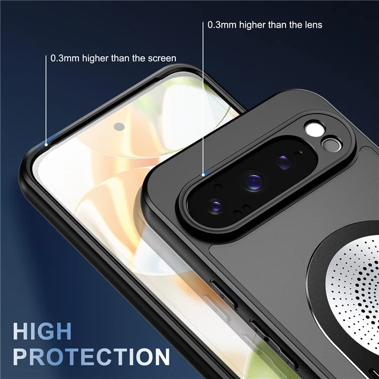 Para o Google Pixel 9 Pro XL Case Compatível Com Magsafe Dissipação de Calor Aromaterapia Silicone+PC Tampa do Telefone - Preto