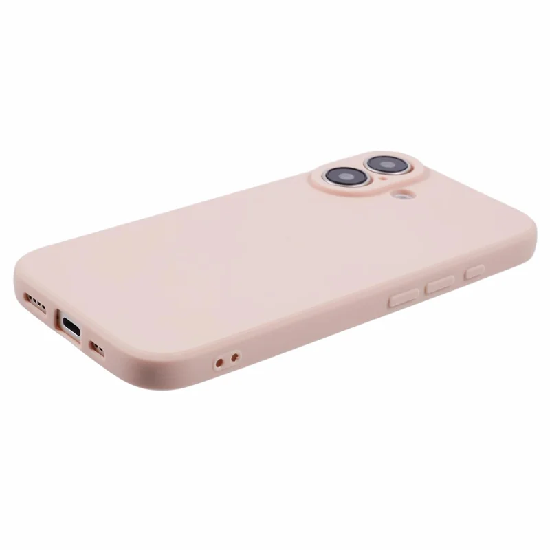 For iPhone 16 Case Precise Cut-Outs Straight Edge TPU Shockproof Phone Cover - Pink