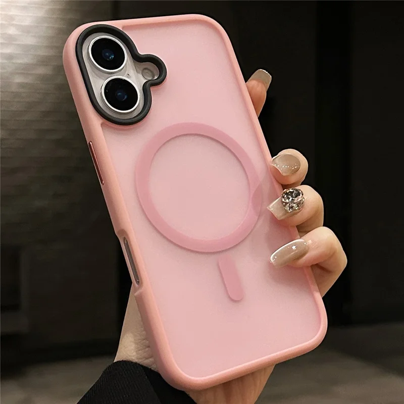Capa Compatível com iPhone 16 Plus Case com MagSafe Acrílico + TPU Translúcido Acabamento Fosco - Rosa
