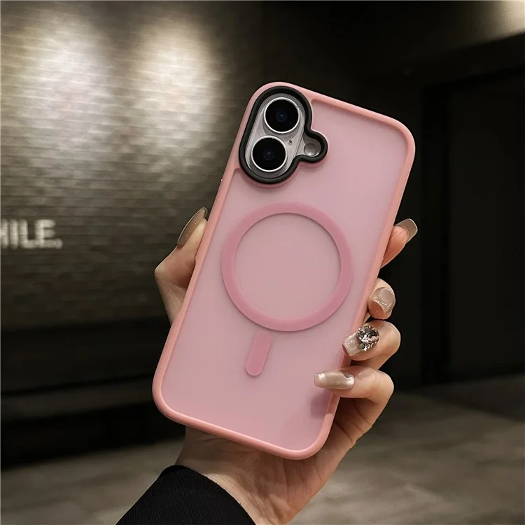 Capa Compatível com iPhone 16 Plus Case com MagSafe Acrílico + TPU Translúcido Acabamento Fosco - Rosa