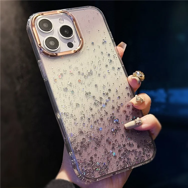 Étui pour iPhone 16 Pro Max IMD Bling Glitter PC+TPU Protective Cover - Noir