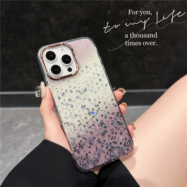 Étui pour iPhone 16 Pro Max IMD Bling Glitter PC+TPU Protective Cover - Noir