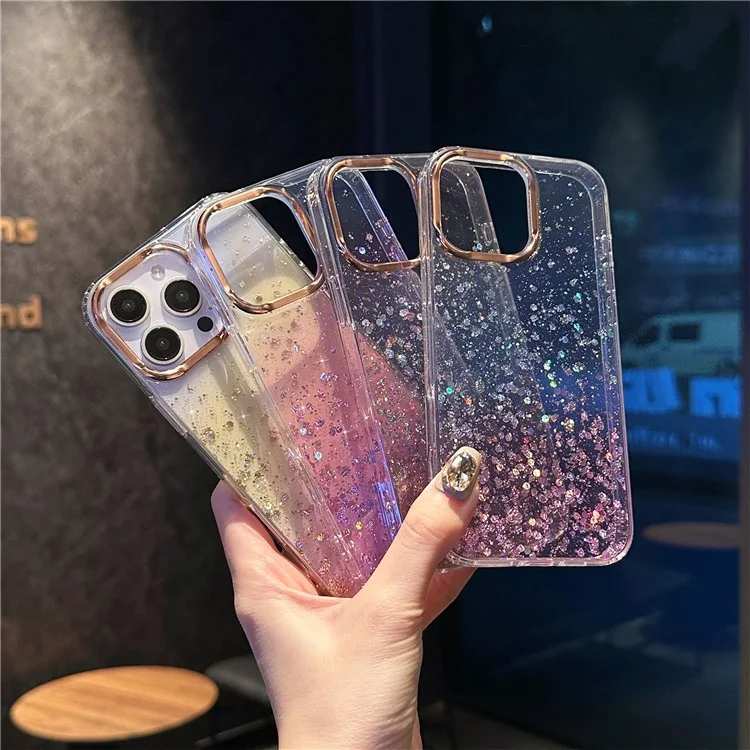 Étui pour iPhone 16 Pro Max IMD Bling Glitter PC+TPU Protective Cover - Noir