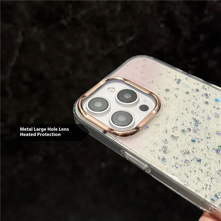 For iPhone 16 Pro Case IMD Bling Glitter PC+TPU Protective Cover - Black
