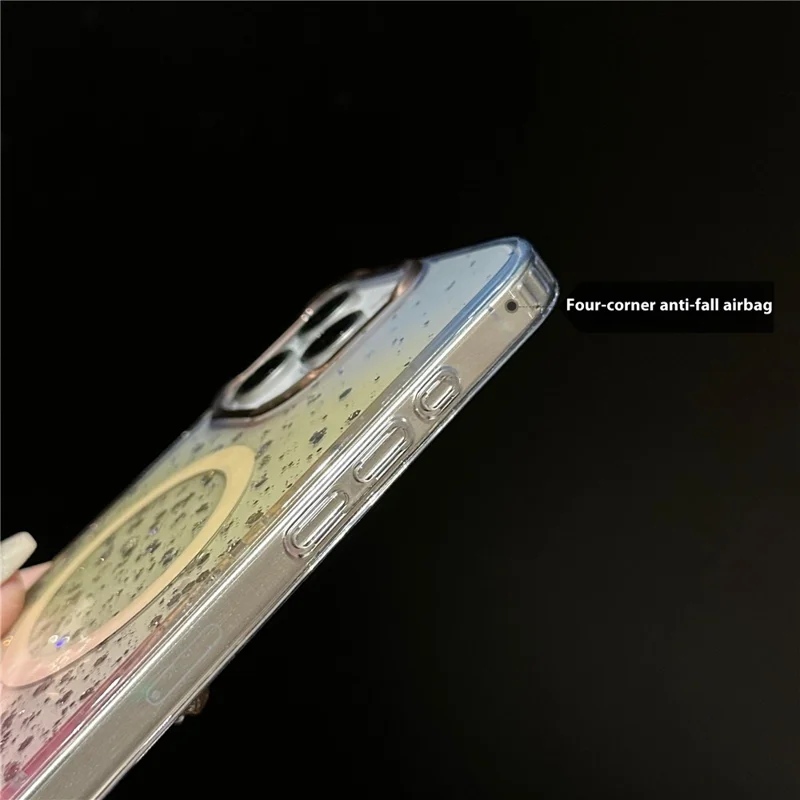 For iPhone 16 Pro Max Case Compatible with MagSafe IMD Bling Glitter PC+TPU Back Cover - Gold