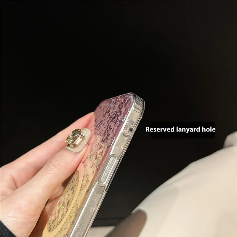 For iPhone 16 Pro Max Case Compatible with MagSafe IMD Bling Glitter PC+TPU Back Cover - Gold