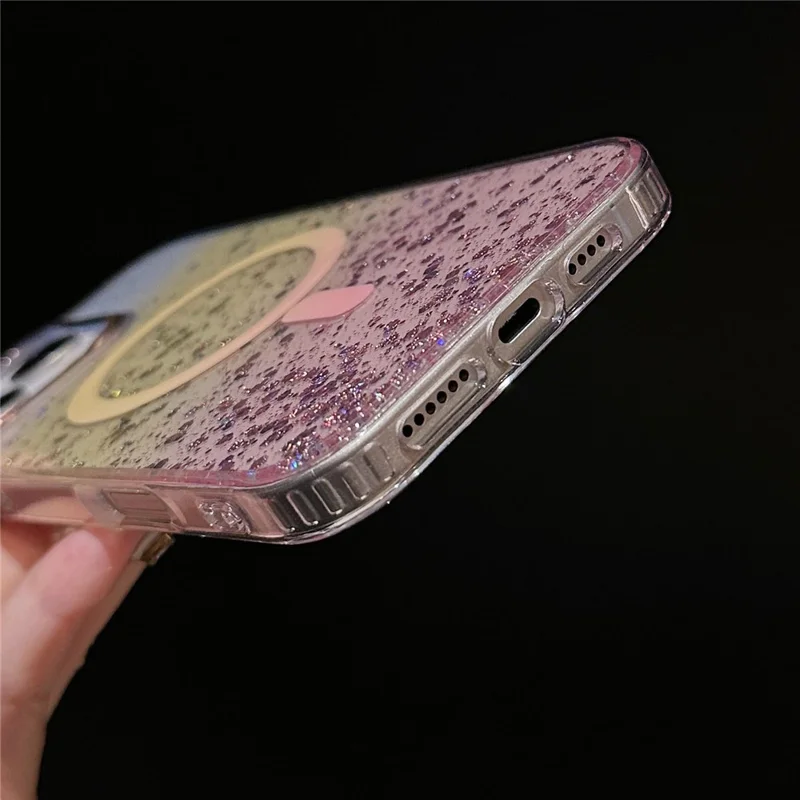 For iPhone 16 Pro Max Case Compatible with MagSafe IMD Bling Glitter PC+TPU Back Cover - Gold