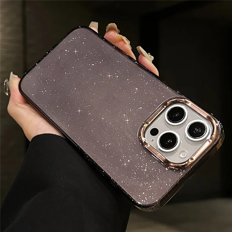 Para Iphone 16 Pro Max Case Imd Sparkle Sequin PC+TPU Tope Telephone Cover - Gris