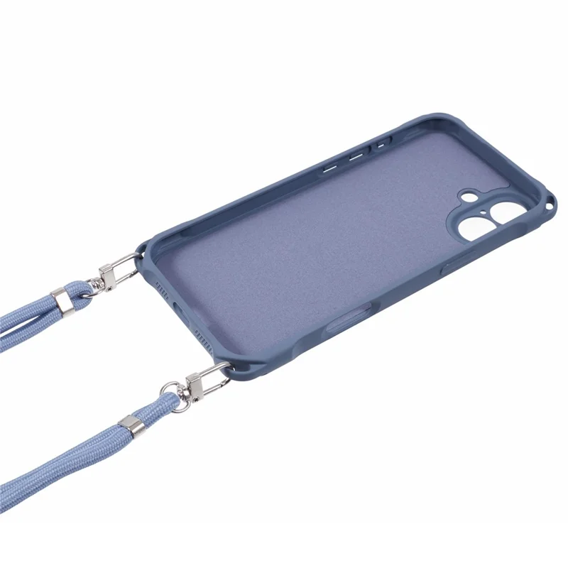 For iPhone 16 Plus Case Four Corner Anti Drop TPU Phone Cover with Hanging Rope - Blue
