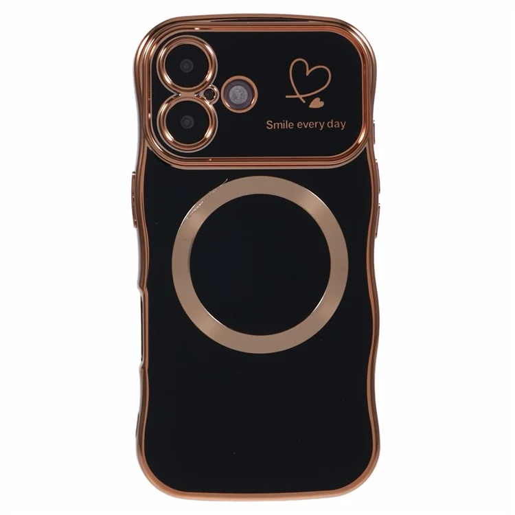 Pour Iphone 16 Plus Boîtier Magnétique Electroplasing Frame Bouclé TPU Couverture le Téléphone - Noir