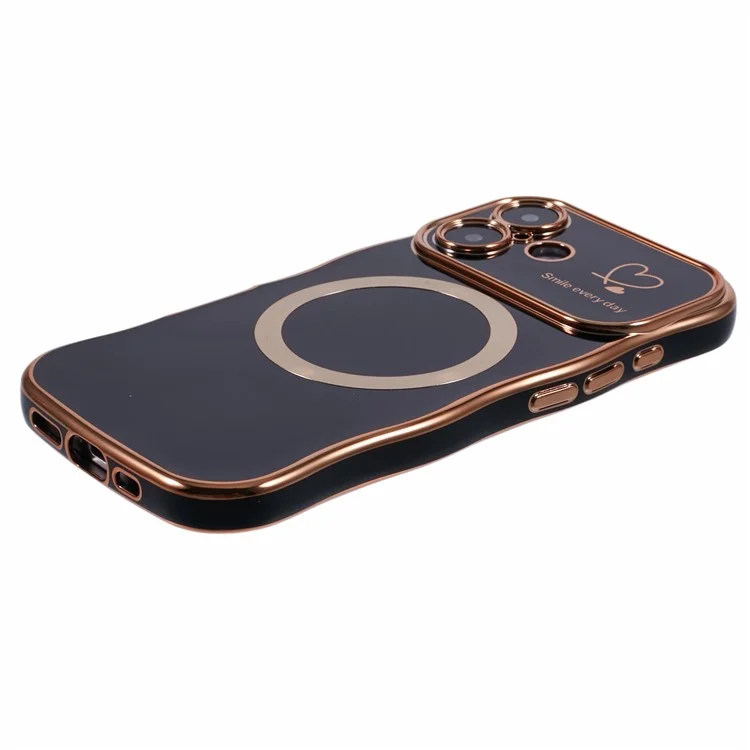 Pour Iphone 16 Plus Boîtier Magnétique Electroplasing Frame Bouclé TPU Couverture le Téléphone - Noir