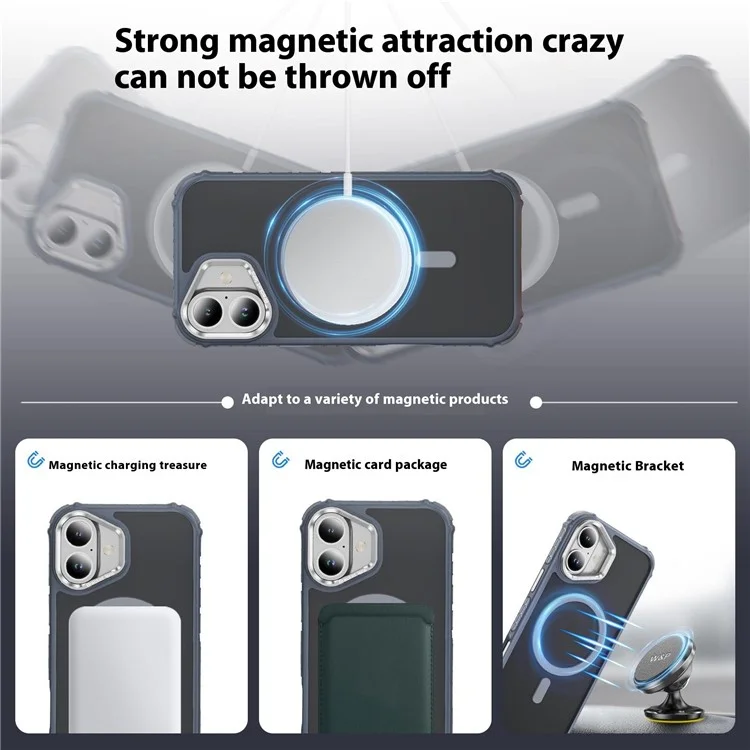 For iPhone 16 Plus Case with Lens Kickstand Matte Back Cover Compatible with MagSafe - Grey