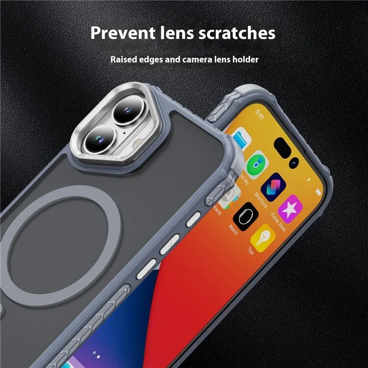 For iPhone 16 Plus Case with Lens Kickstand Matte Back Cover Compatible with MagSafe - Grey