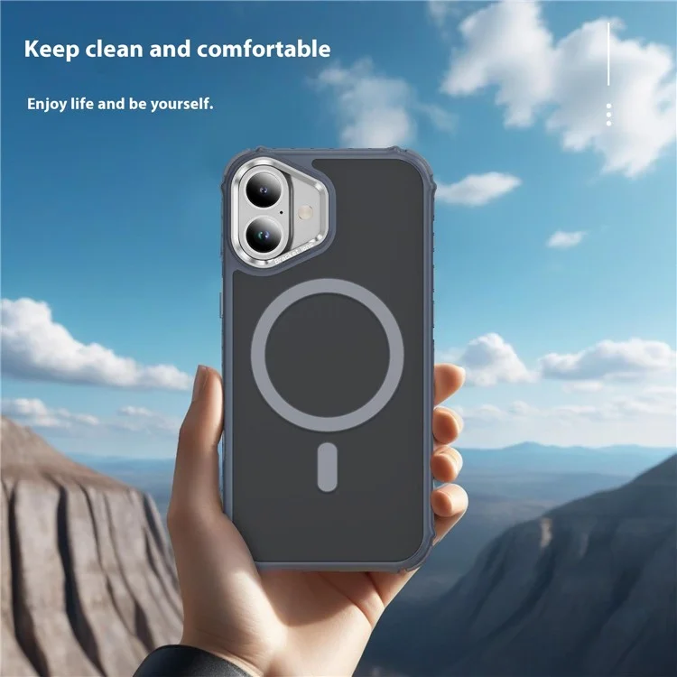 For iPhone 16 Plus Case with Lens Kickstand Matte Back Cover Compatible with MagSafe - Grey