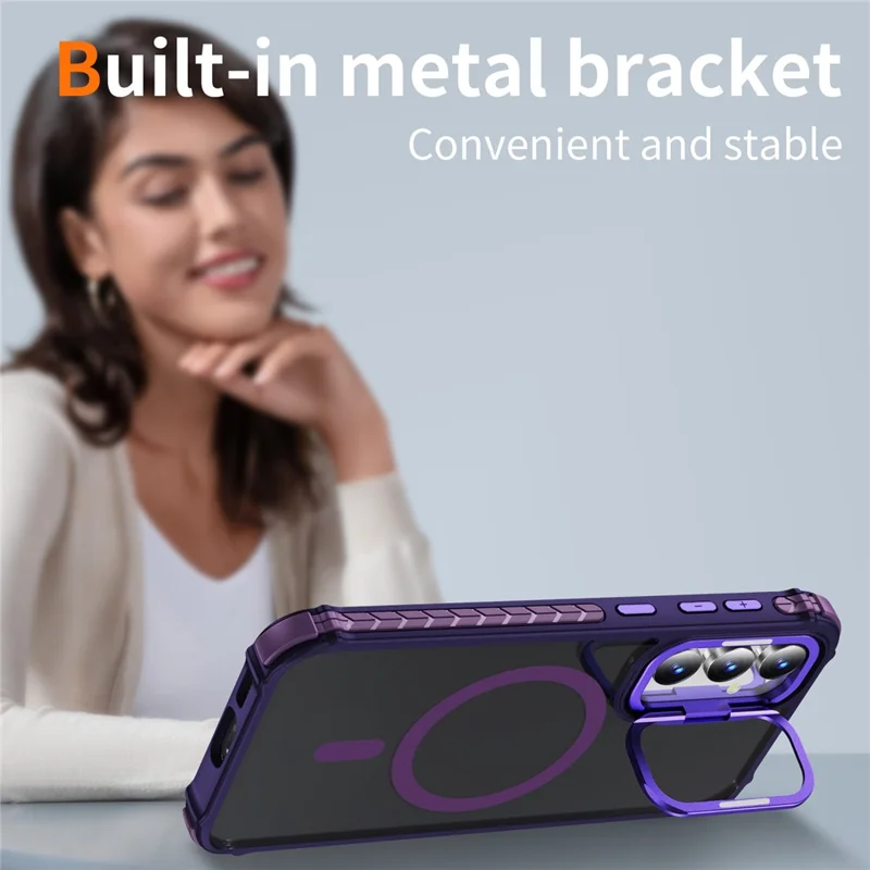 For Samsung Galaxy S23 FE Case with Lens Kickstand Matte Back Cover Magnetic Case - Purple