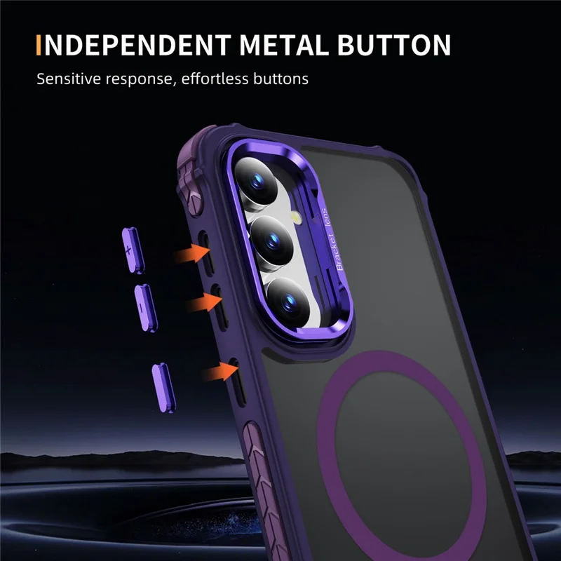 For Samsung Galaxy S23 FE Case with Lens Kickstand Matte Back Cover Magnetic Case - Purple