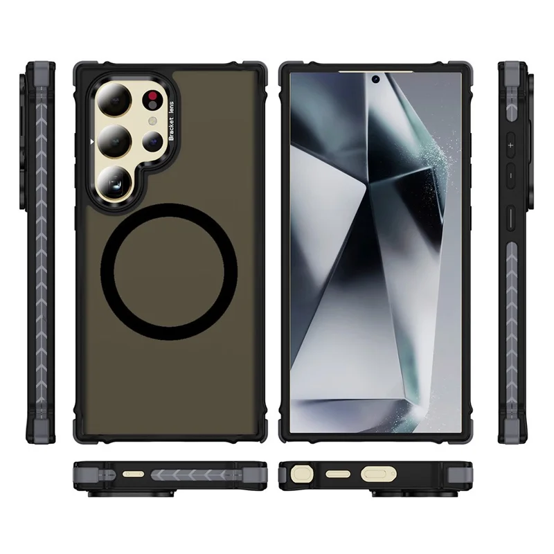 Pour Coq Samsung Galaxy S23 Ultra avec support pour objectif Kickstand Matte Back Cover Compatible avec MagSafe - Noir