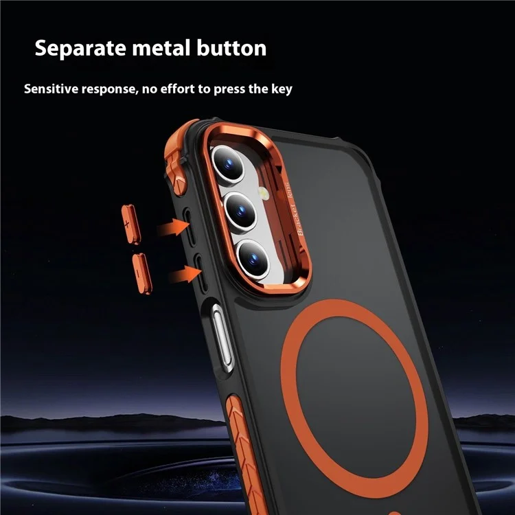 Pour Samsung Galaxy S24 Coque avec Objectif Support Dos Mat Compatible avec MagSafe - Orange
