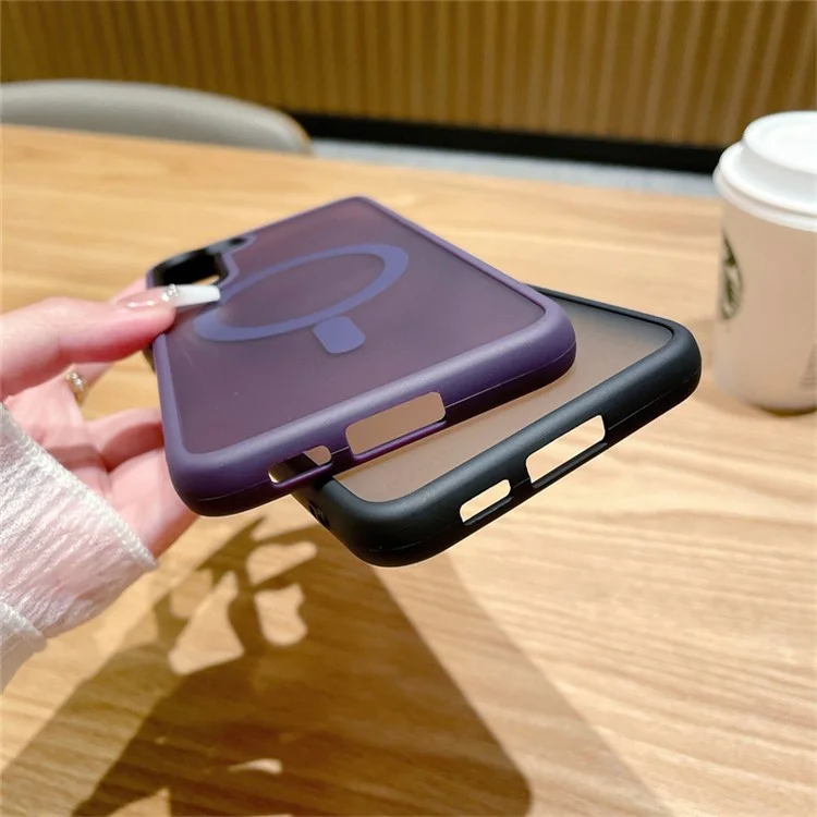 For Samsung Galaxy S22 5G Case Compatible with MagSafe Skin-Touch PC+TPU Phone Cover - Black