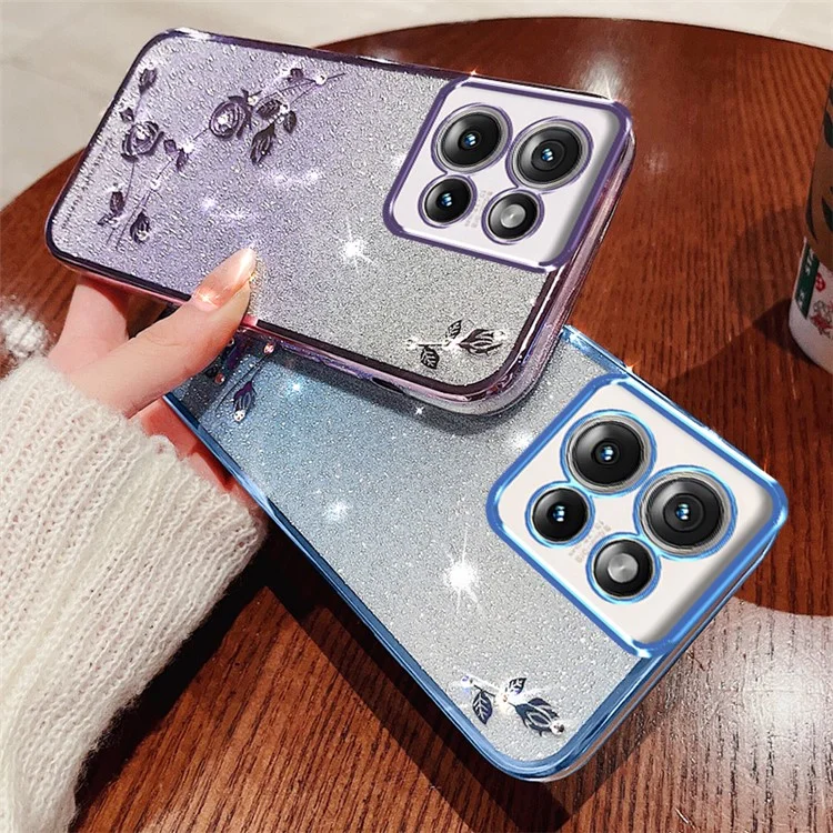 Kadem Для Motorola Edge 50 5G Case Flower TPU Гибкий Градиент. - Розовое Золото