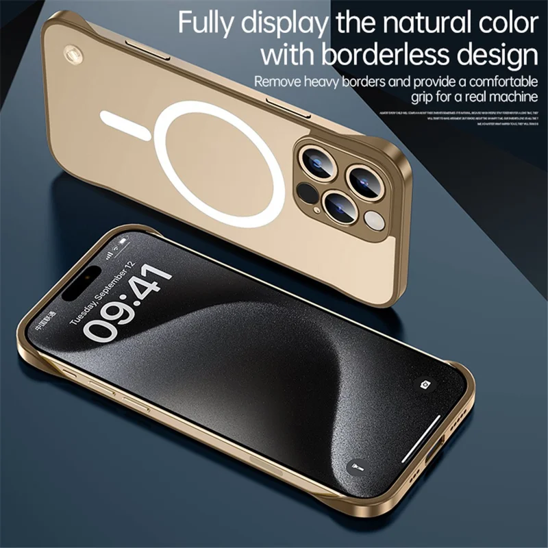 Für Das Iphone 16 -fall Kompatibel Mit Magsafe Matte PC Frameless Mobile Cover - Gold