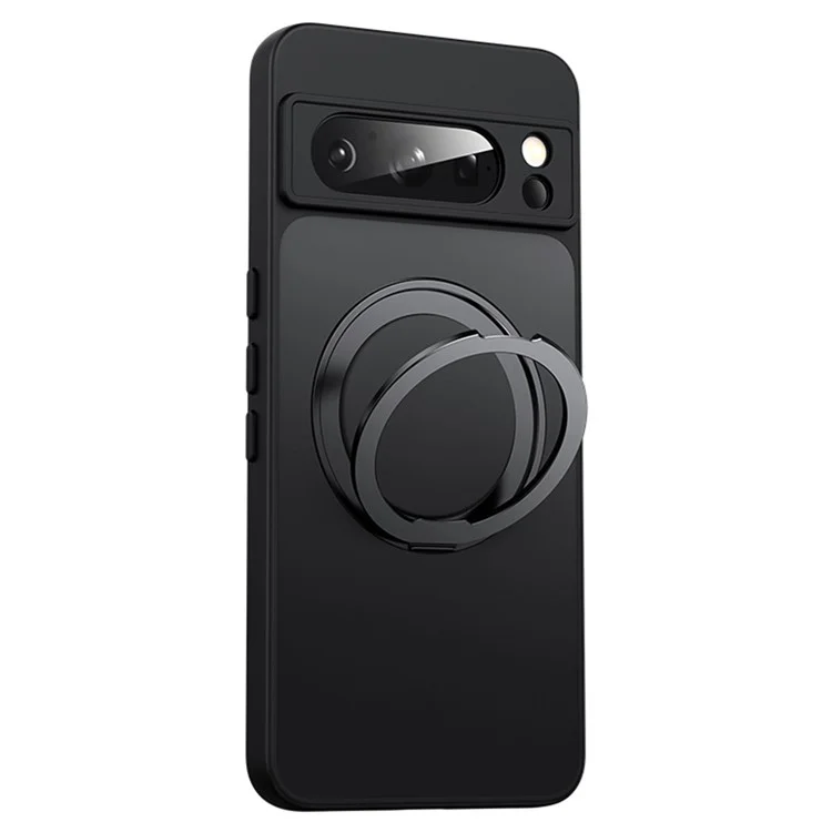 Per Google Pixel 9 Pro XL Case Rotatable Magnetic Kickstand TPU+Acrylic Phone Cover - Nero