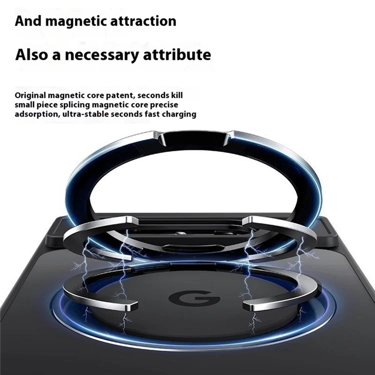 Per Google Pixel 9 Pro XL Case Rotatable Magnetic Kickstand TPU+Acrylic Phone Cover - Nero