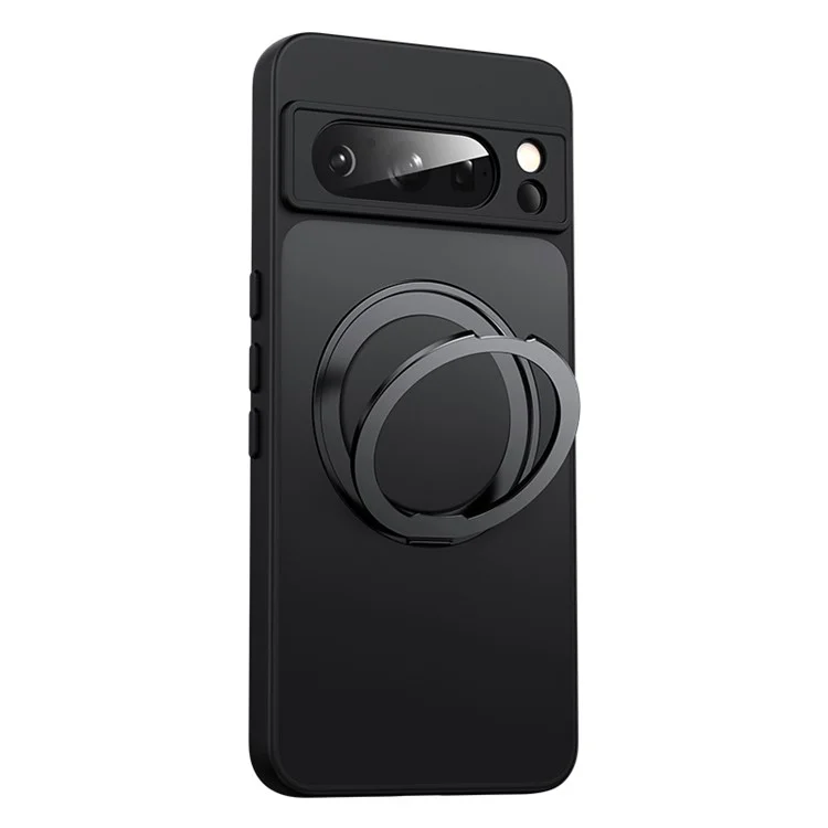 Für Google Pixel 9 / Pixel 9 Pro Gehäuse mit rotierendem magnetischem Ständer, TPU+Acryl-Handyhülle - Schwarz