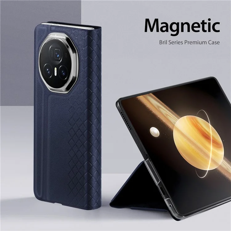 Étui DUX DUCIS Bril Series pour Honor Magic V3 5G Étui en cuir+PC Support - Bleu