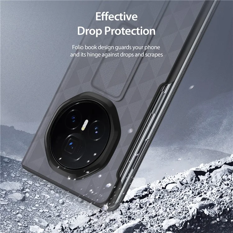 Dux Ducis Fitt Series Pour Honor Magic V3 5G Case de Téléphone en Cuir Avec Kickstand à Sous de Cartes - Gris