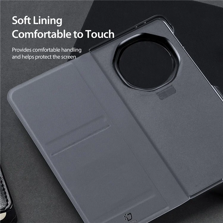 Dux Ducis Fitt Series Pour Honor Magic V3 5G Case de Téléphone en Cuir Avec Kickstand à Sous de Cartes - Gris