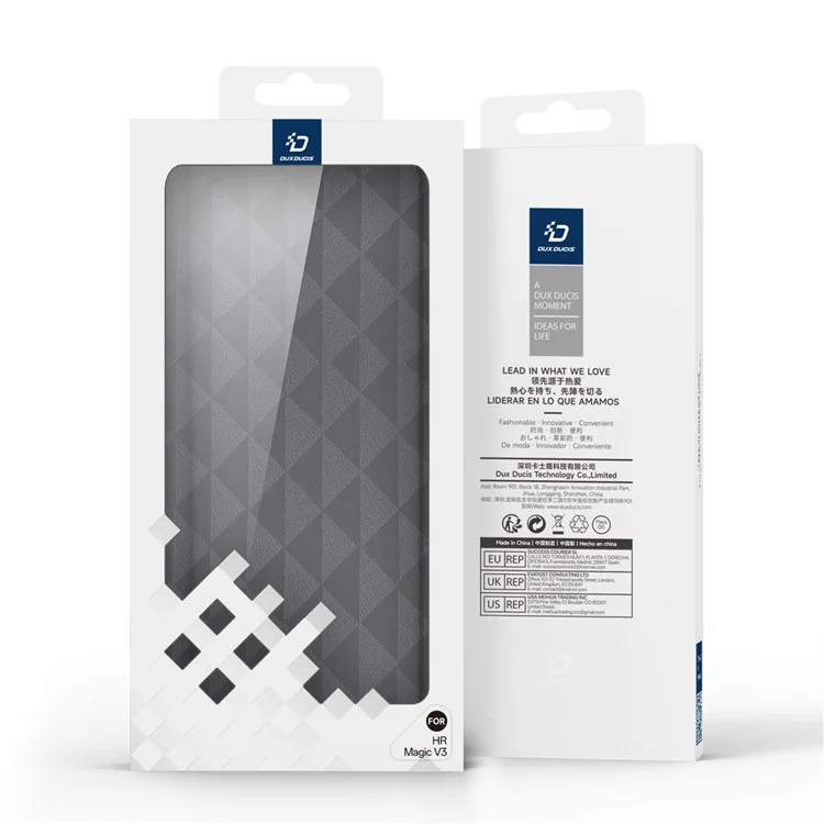 Dux Ducis Fitt Series Pour Honor Magic V3 5G Case de Téléphone en Cuir Avec Kickstand à Sous de Cartes - Gris