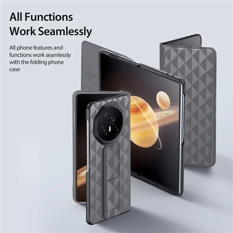 Dux Ducis Fitt Series Pour Honor Magic V3 5G Case de Téléphone en Cuir Avec Kickstand à Sous de Cartes - Gris