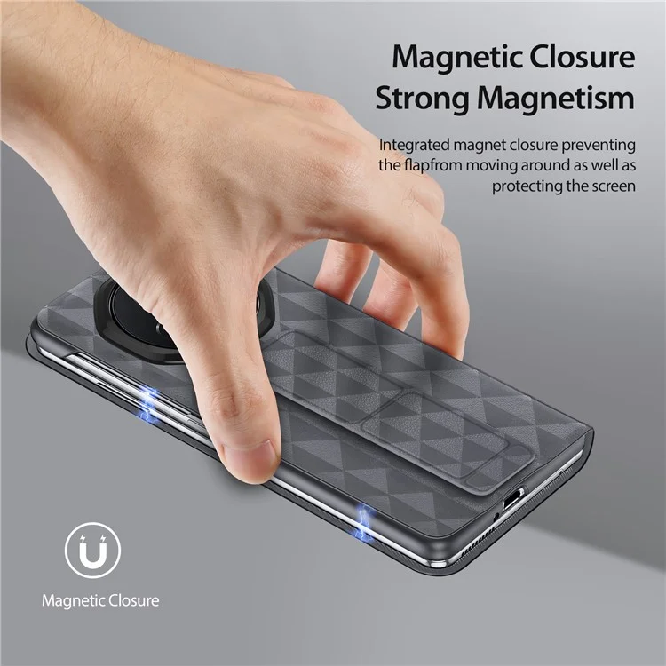 Dux Ducis Fitt Series Pour Honor Magic V3 5G Case de Téléphone en Cuir Avec Kickstand à Sous de Cartes - Gris