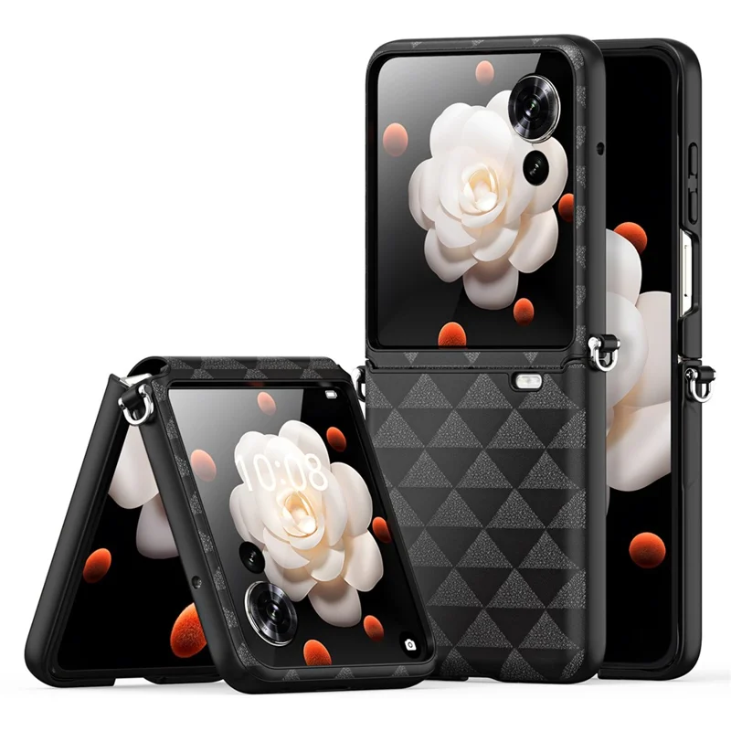 Serie Dux Ducis Fitt Para Honor Magic V Flip 5G Case Rhombus Leather+TPU Telepubreada - Negro