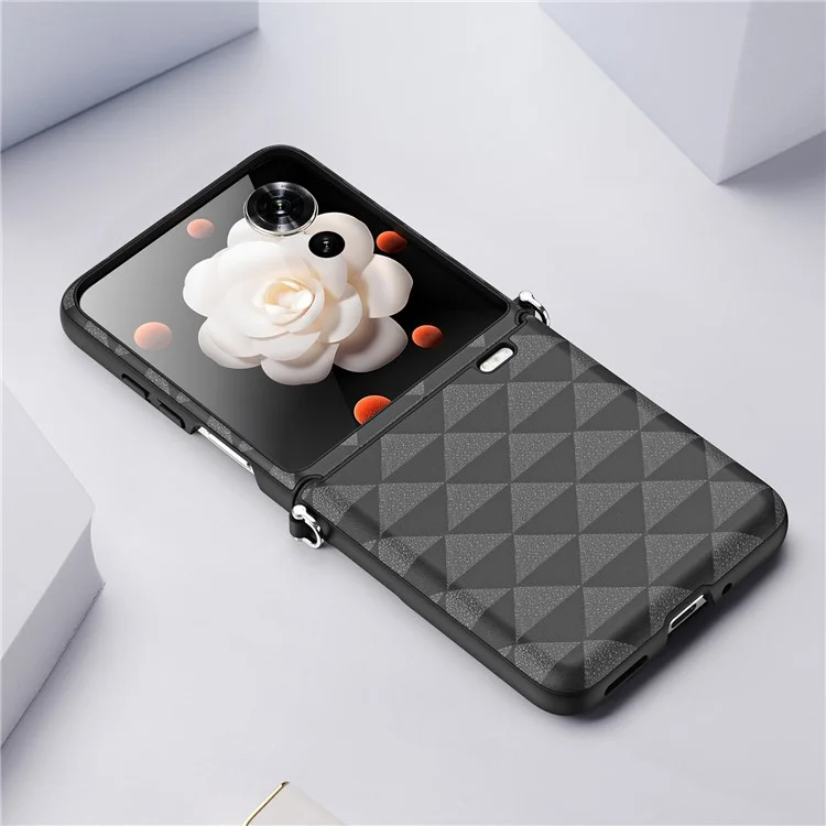 Serie Dux Ducis Fitt Para Honor Magic V Flip 5G Case Rhombus Leather+TPU Telepubreada - Negro
