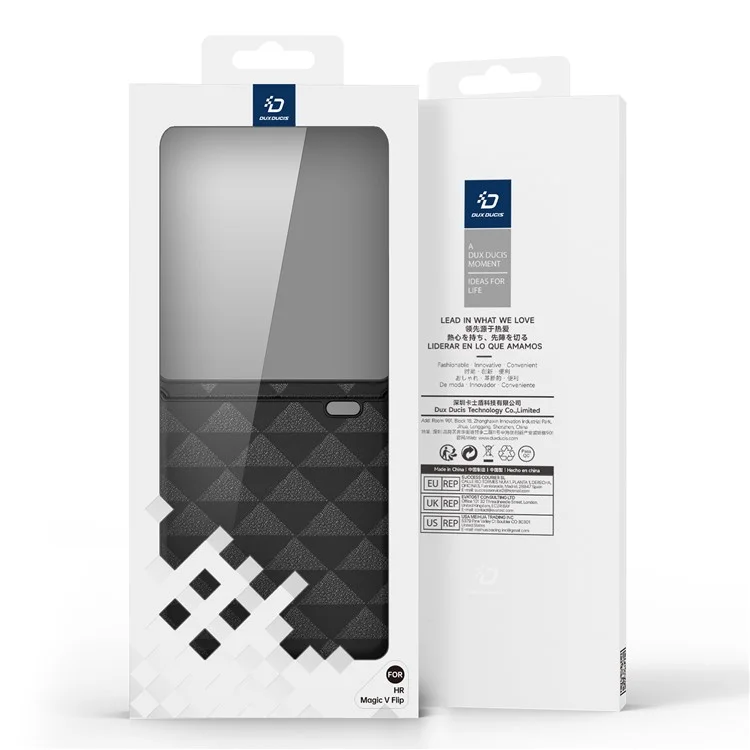 Serie Dux Ducis Fitt Para Honor Magic V Flip 5G Case Rhombus Leather+TPU Telepubreada - Negro