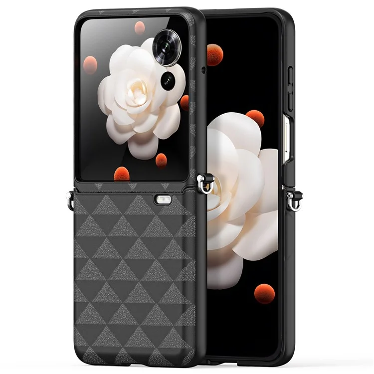 Serie Dux Ducis Fitt Para Honor Magic V Flip 5G Case Rhombus Leather+TPU Telepubreada - Negro