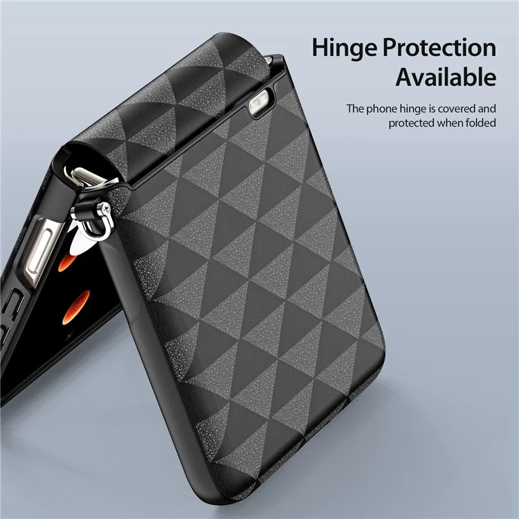 Serie Dux Ducis Fitt Para Honor Magic V Flip 5G Case Rhombus Leather+TPU Telepubreada - Negro