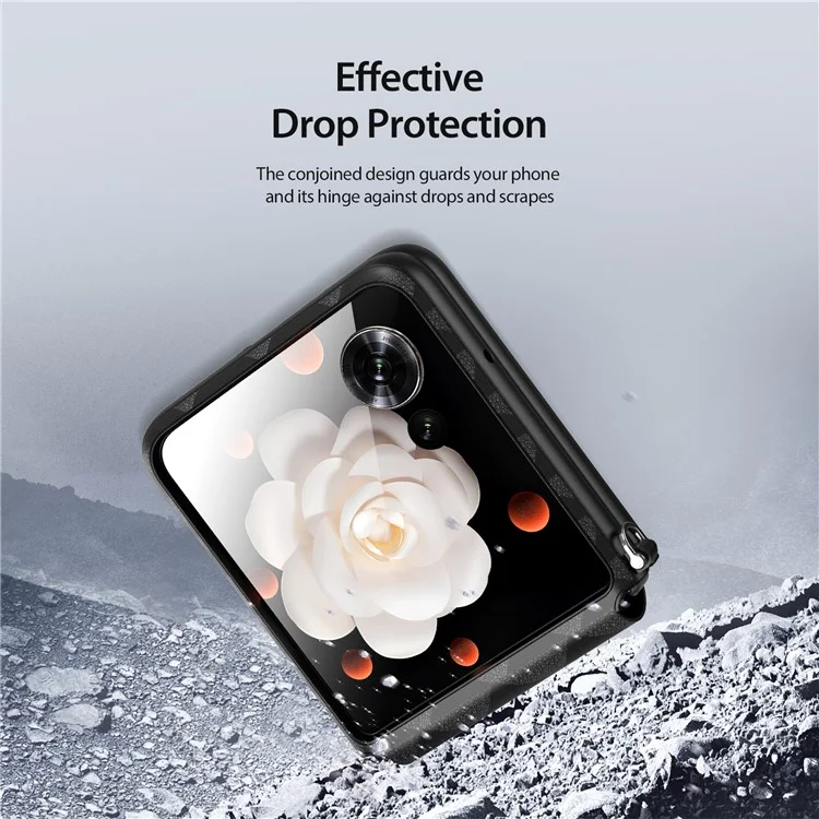 Serie Dux Ducis Fitt Para Honor Magic V Flip 5G Case Rhombus Leather+TPU Telepubreada - Negro