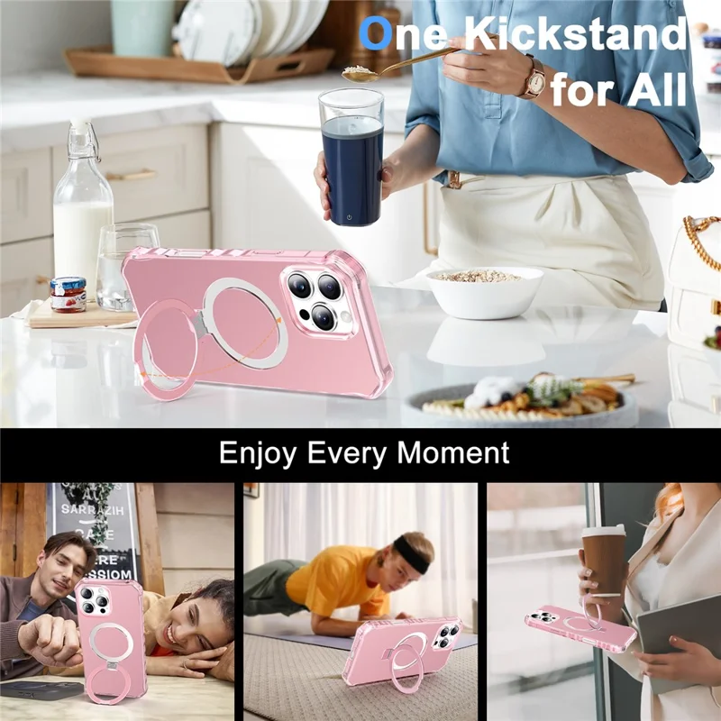 Für iPhone 16 Pro Case Small Wavy Edge Kompatibel mit MagSafe Anti-Drop PC+TPU Handyhülle - Pink