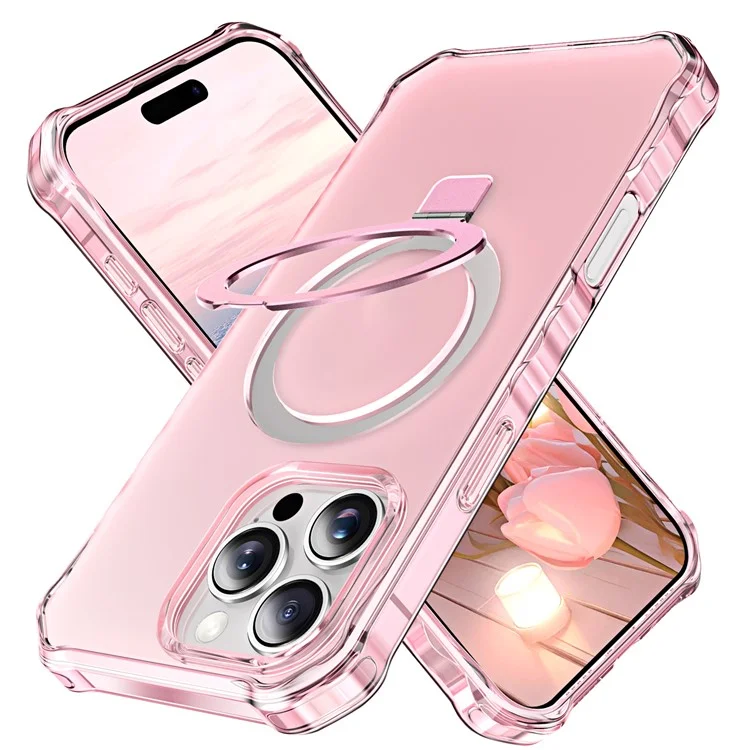 Para Iphone 16 Pro Case Small Wavy Edge Compatible Con Magsafe Frosed Anti-Drop PC+TPU Telephip Cover - Rosa