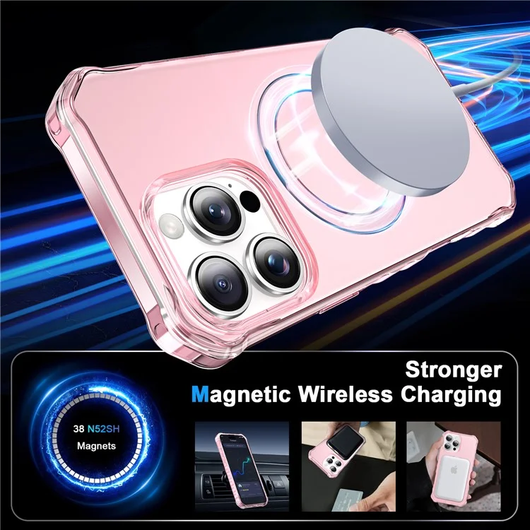Para Iphone 16 Pro Max Case Small Wavy Edge Compatible Con Magsafe Frosted Anti-Drop PC+TPU Telephip Cover - Rosa