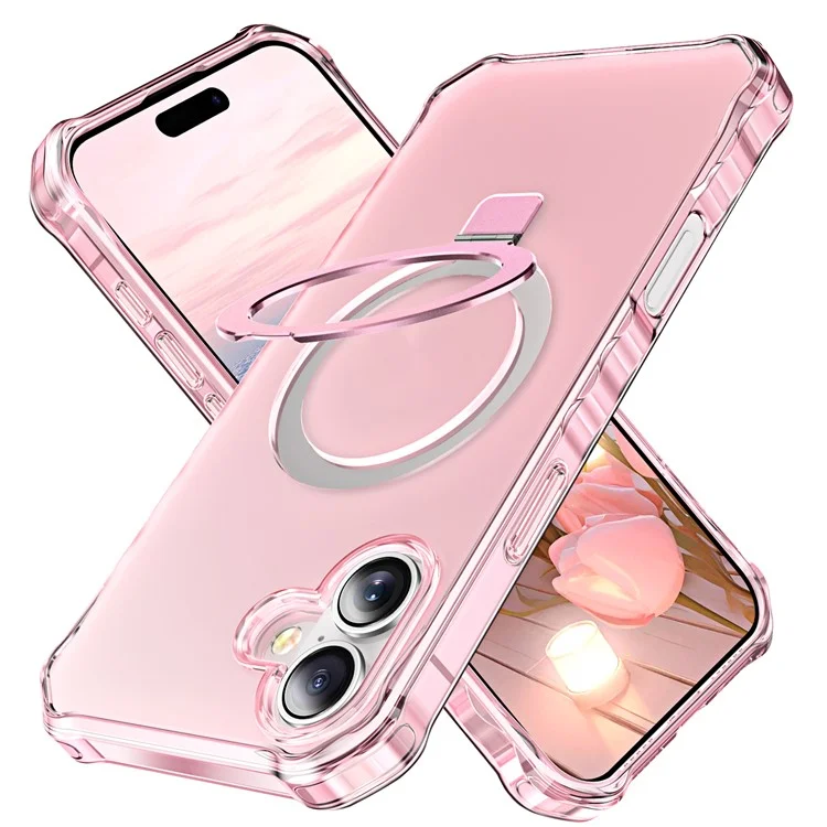 Pour le Boîtier Iphone 16 Small Wavy Edge Compatible Avec Magsafe Frosted Anti-Drop pc + Tpu Téléphone Tpo - Rose