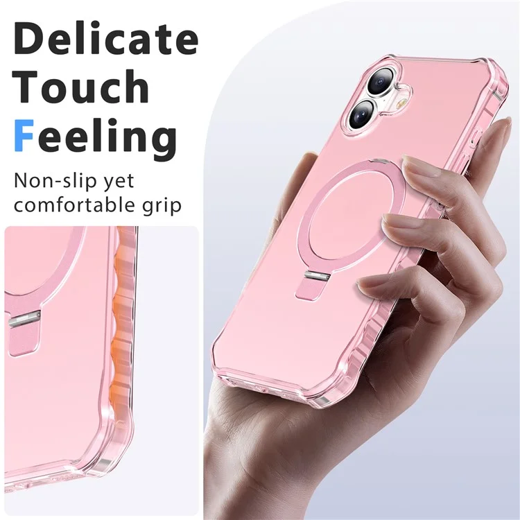 Pour le Boîtier Iphone 16 Small Wavy Edge Compatible Avec Magsafe Frosted Anti-Drop pc + Tpu Téléphone Tpo - Rose