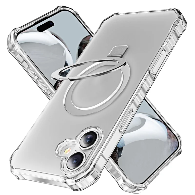 For iPhone 16 Case Small Wavy Edge Compatible with MagSafe Frosted Anti-Drop PC+TPU Phone Cover - Transparent