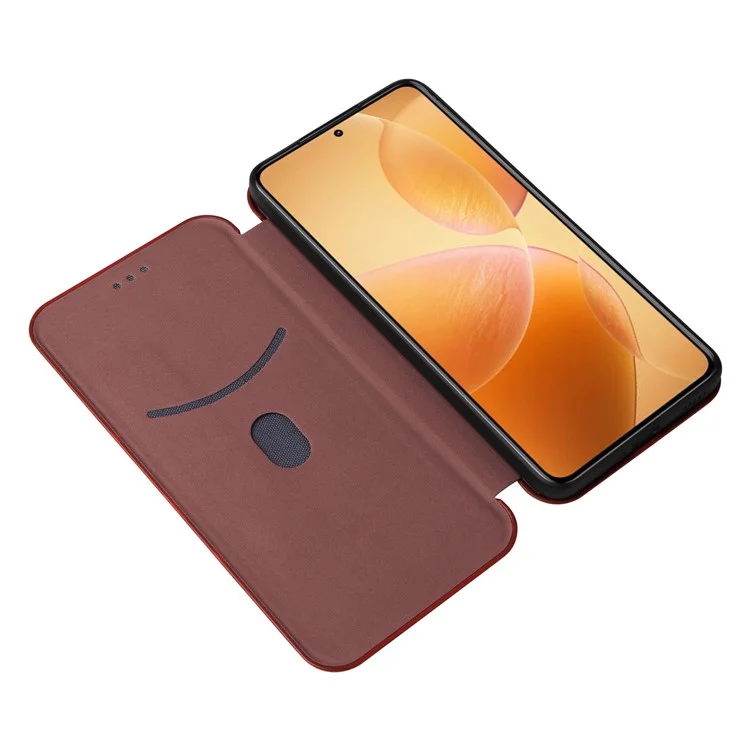 Para Xiaomi 14t Pro Case Fiber de Fibra Carbon Textura PU PU Cubierta de Cuero PU - Marrón