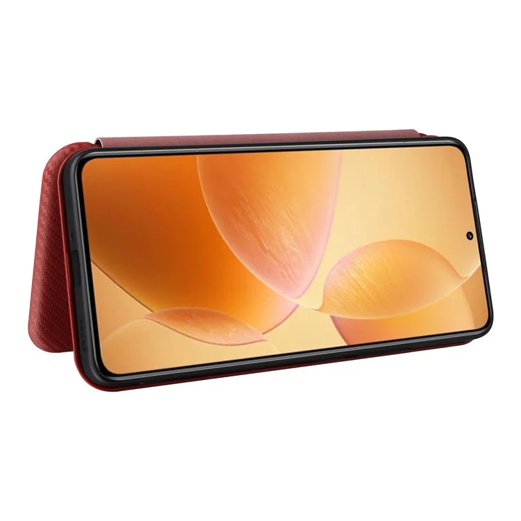 Para Xiaomi 14t Pro Case Fiber de Fibra Carbon Textura PU PU Cubierta de Cuero PU - Marrón