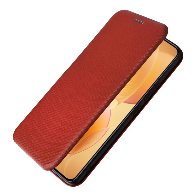 Para Xiaomi 14t Pro Case Fiber de Fibra Carbon Textura PU PU Cubierta de Cuero PU - Marrón